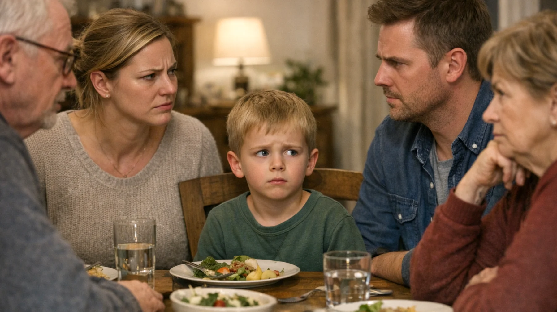 Die Eltern geraten in anhaltende Spannungen mit Schwiegereltern oder anderen Familienmitgliedern über unterschiedliche Erziehungsvorstellungen und -methoden gegenüber den Kindern. Die widersprüchlichen Botschaften und Regeln, die das Kind von verschiedenen Familienmitgliedern erhält, führen zu Verwirrung und Unsicherheit beim Kind sowie zu wachsenden Konflikten innerhalb der Familie."