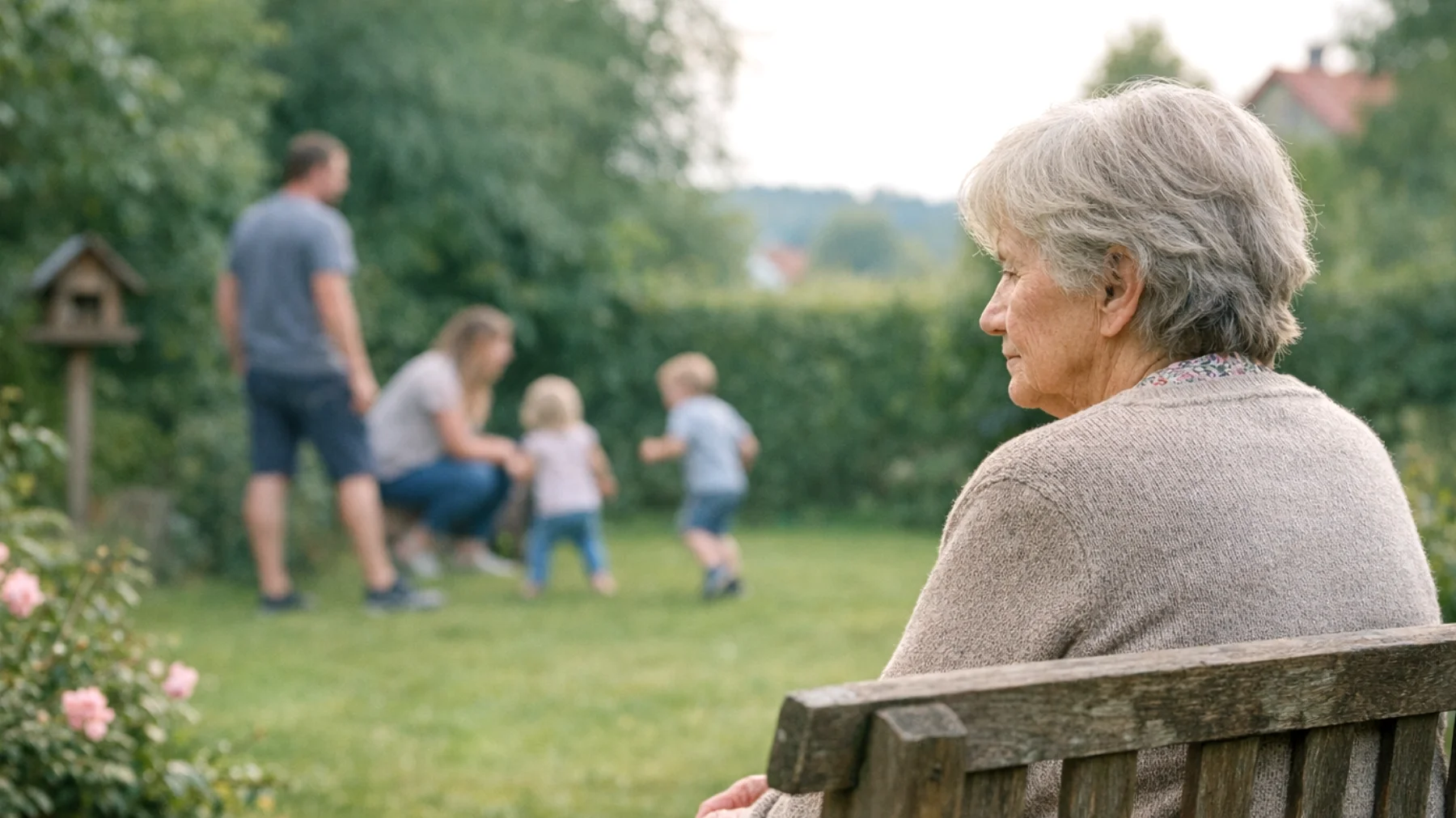 Die Großmutter hat Angst, die emotionale Bindung zu ihren kleinen Enkeln zu verlieren. Sie bemerkt, dass die Kinder immer mehr Zeit mit den Eltern verbringen und sie selbst immer seltener einbezogen wird. Sie fragt sich, ob sie noch eine wichtige Rolle in ihrem Leben spielt, und fühlt sich manchmal überflüssig oder vergessen."