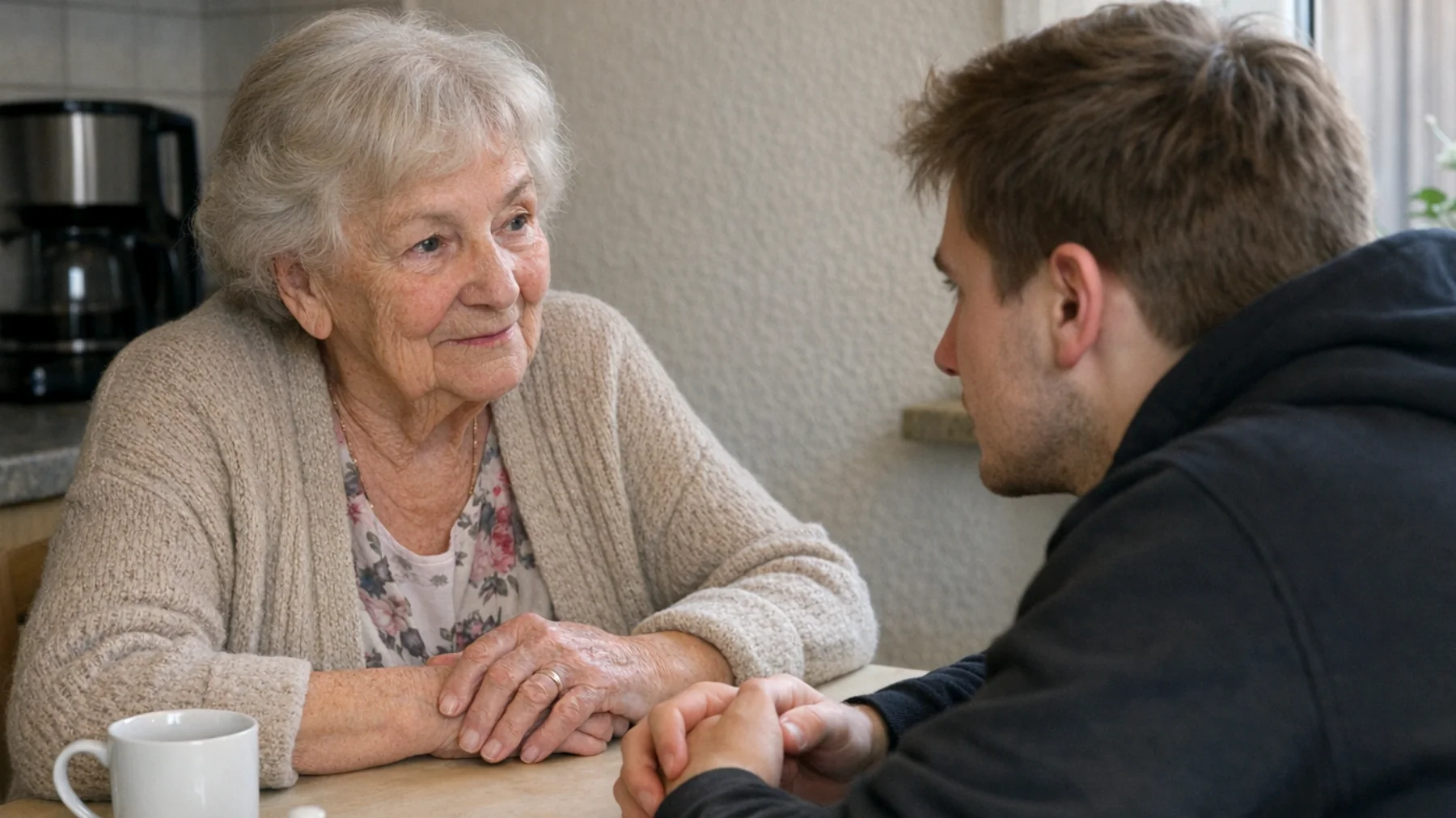 Die Oma bemerkt, dass ihr erwachsenes Enkelkind sie bei nahezu jeder Entscheidung im Leben um Rat fragt und ohne ihre Zustimmung keine eigenständigen Schritte unternimmt – sei es bei der Berufswahl, bei Beziehungen oder im Alltag. Sie fühlt sich einerseits gebraucht und geliebt, andererseits zunehmend belastet und besorgt, da sie erkennt, dass diese starke Abhängigkeit die persönliche Entwicklung und Selbstständigkeit des jungen Erwachsenen hemmt."