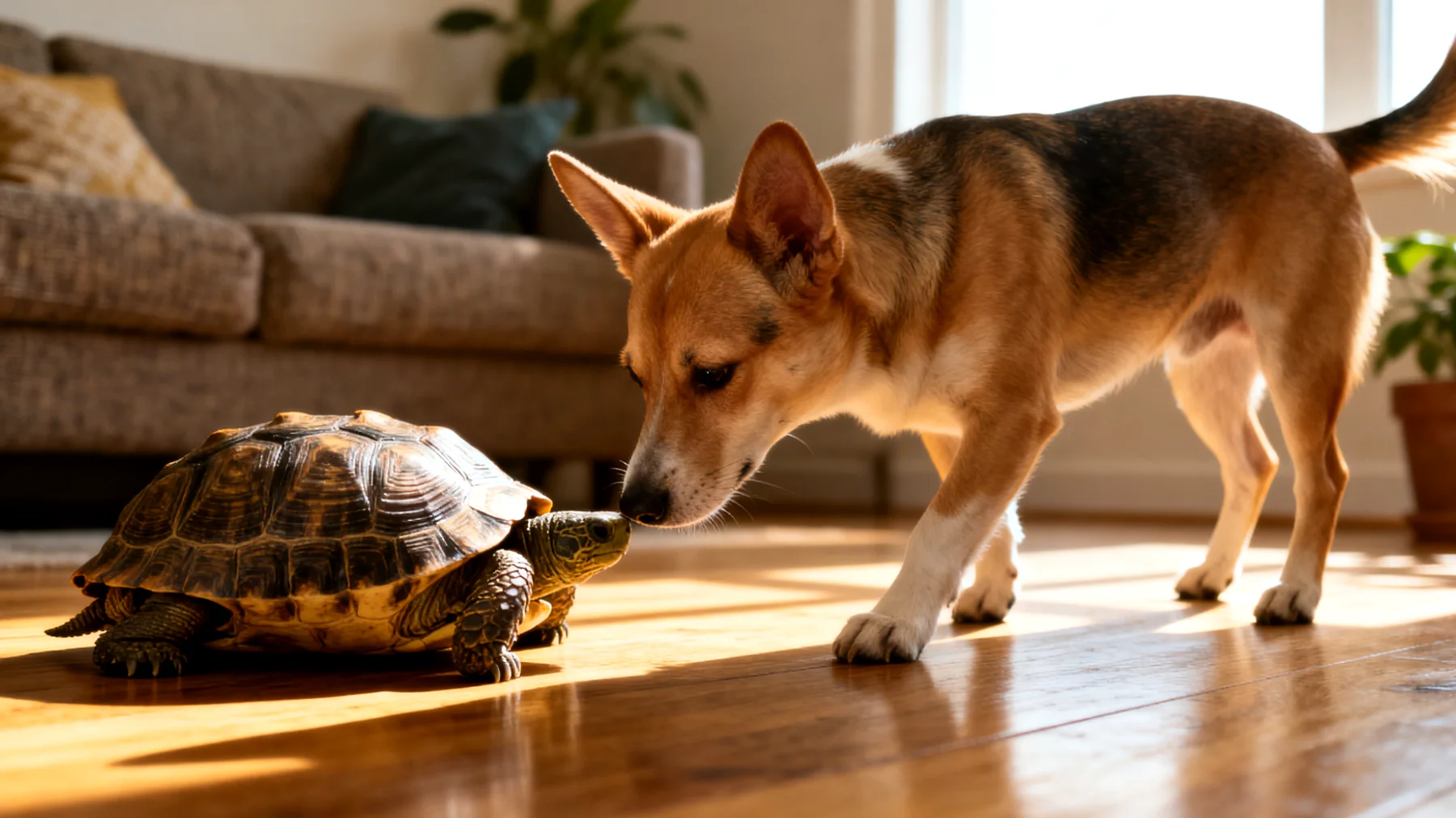 Schildkröten zeigen Stressverhalten beim Zusammenleben mit anderen Tieren im Haushalt, da sie als Einzelgänger territoriale Konflikte erleben oder durch aktive Haustiere wie Hunde und Katzen gestört werden"