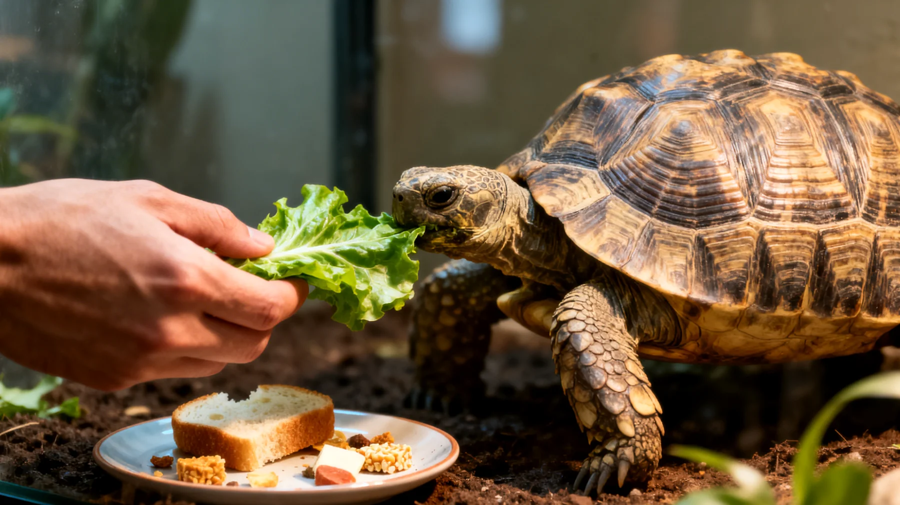 Erwachsene Schildkröten benötigen eine ausgewogene und artgerechte Ernährung, die häufig nicht bedarfsdeckend ist, weil viele Halter unwissentlich zu einseitig füttern oder ungeeignete Nahrungsmittel anbieten, was zu Mangelerscheinungen, Panzerproblemen und Verdauungsstörungen führen kann"